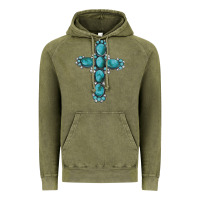 Vintage Olive western Gemstone cross Vintage Hoodie - Artiststas