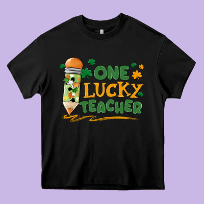 One Lucky Teacher Heavy Core Tee Designed By Maliassmallbusiness