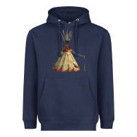 Navy teepe tipi Heavyweight Hoodie - FaDigitalArtStudio