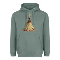 Sage teepe tipi Heavyweight Hoodie - FaDigitalArtStudio
