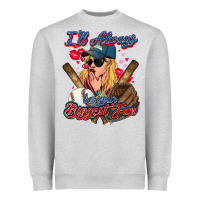 Heather Grey I'll always be your biggest fan Baseball Heavyweight Sweatshirt - HowdyJamesFarm