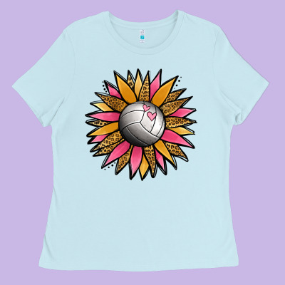 Volleyball Sunflower Ladies Tee Designed By Jasminsmagicworld