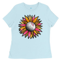 Baby Blue Volleyball Sunflower Ladies Tee - Jasminsmagicworld