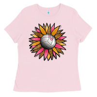 Bubblegum Pink Volleyball Sunflower Ladies Tee - Jasminsmagicworld