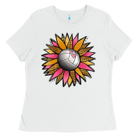 White Volleyball Sunflower Ladies Tee - Jasminsmagicworld