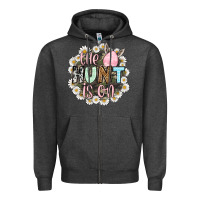 Charcoal Heather Easter Day The hunt is on Zipper Hoodie - OliviaCreatesArt