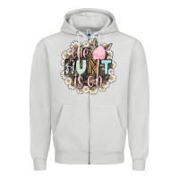 Dove Grey Easter Day The hunt is on Zipper Hoodie - OliviaCreatesArt
