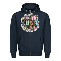 Navy Easter Day The hunt is on Zipper Hoodie - OliviaCreatesArt