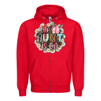 Red Easter Day The hunt is on Zipper Hoodie - OliviaCreatesArt