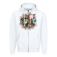 White Easter Day The hunt is on Zipper Hoodie - OliviaCreatesArt