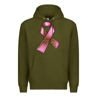 Army Green Breast Cancer ribbon Premium Hoodie - FaDigitalArtStudio
