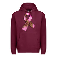 Burgundy Breast Cancer ribbon Premium Hoodie - FaDigitalArtStudio