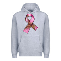 Heather Grey Breast Cancer ribbon Premium Hoodie - FaDigitalArtStudio