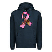 Navy Breast Cancer ribbon Premium Hoodie - FaDigitalArtStudio