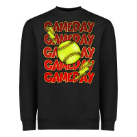 Black Game day softball lightning bolt Heavyweight Sweatshirt - HowdyJamesFarm