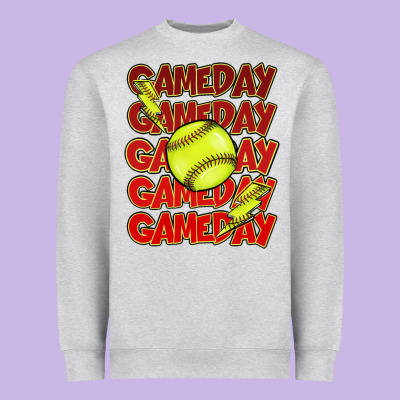 Game Day Softball Lightning Bolt Heavyweight Sweatshirt Designed By Howdyjamesfarm