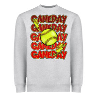 Heather Grey Game day softball lightning bolt Heavyweight Sweatshirt - HowdyJamesFarm