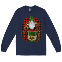 Navy Gnomes With Coffee Christmas Long Sleeve Tee - RanaPortraitStore