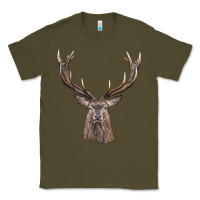 Army Green elk deer head Classic Tee - LillyAllenDesigns