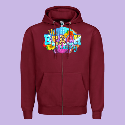 The Beach Is Calling Zipper Hoodie Designed By Fadigitalartstudio