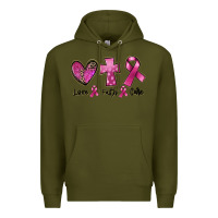 Army Green Love Faith cure Breast Cancer Premium Hoodie - FaDigitalArtStudio