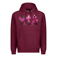 Burgundy Love Faith cure Breast Cancer Premium Hoodie - FaDigitalArtStudio