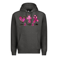 Charcoal Heather Love Faith cure Breast Cancer Premium Hoodie - FaDigitalArtStudio