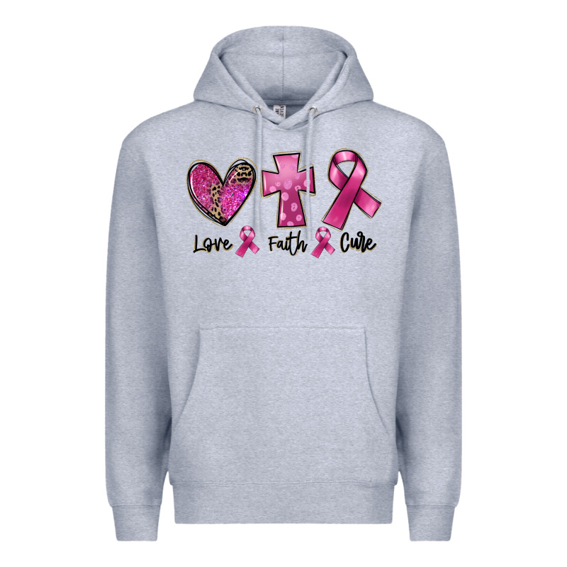 Love Faith Cure Breast Cancer Premium Hoodie by FaDigitalArtStudio | Teevron