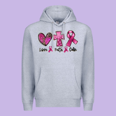 Love Faith Cure Breast Cancer Premium Hoodie Designed By Fadigitalartstudio