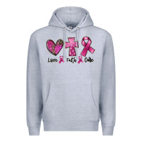 Heather Grey Love Faith cure Breast Cancer Premium Hoodie - FaDigitalArtStudio