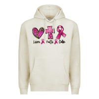 Oatmeal Heather Love Faith cure Breast Cancer Premium Hoodie - FaDigitalArtStudio