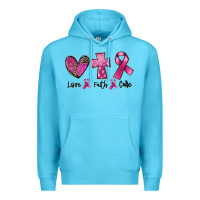 Ocean Blue Love Faith cure Breast Cancer Premium Hoodie - FaDigitalArtStudio