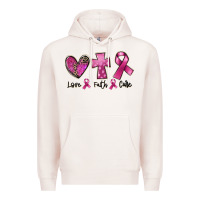 Pale Pink Love Faith cure Breast Cancer Premium Hoodie - FaDigitalArtStudio