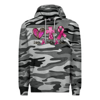 Slate Camo Love Faith cure Breast Cancer Premium Hoodie - FaDigitalArtStudio
