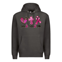 Smoke Love Faith cure Breast Cancer Premium Hoodie - FaDigitalArtStudio