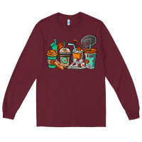 Burgundy Basketball coffee cups Long Sleeve Tee - NancyCooperArtShop