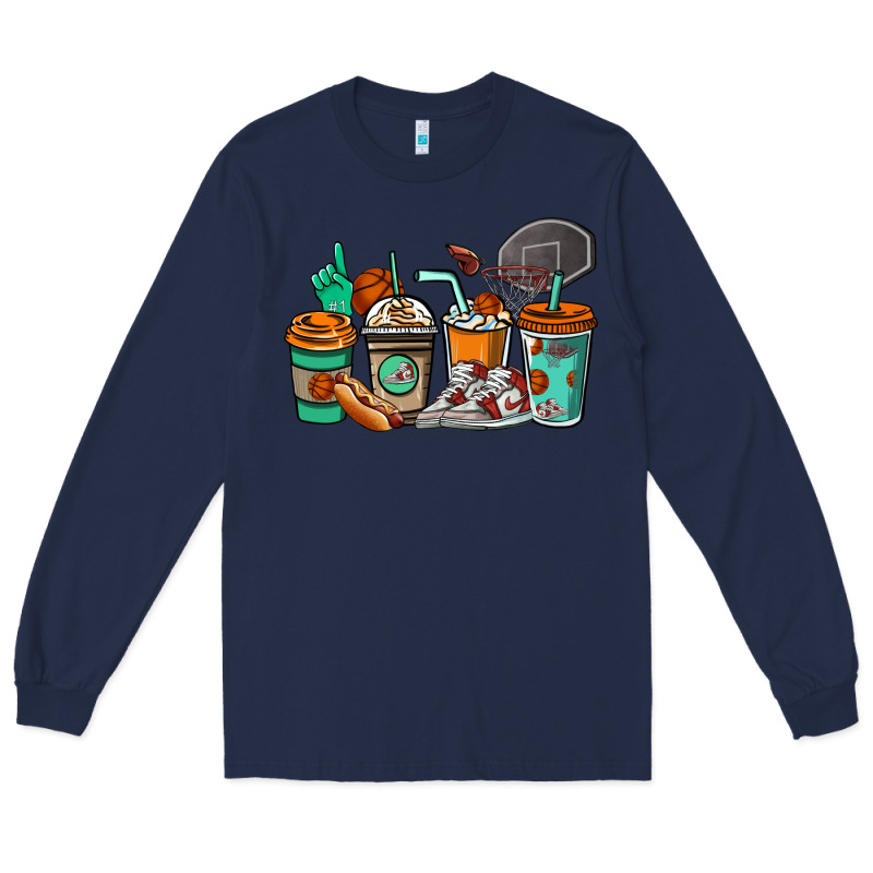 Basketball Coffee Cups Long Sleeve Tee by NancyCooperArtShop | Teevron