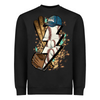 Black Lightning bolt Baseball Heavyweight Sweatshirt - HowdyJamesFarm