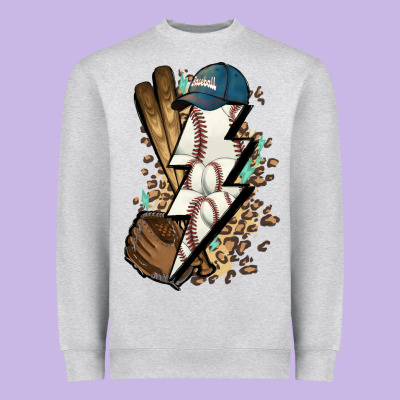 Lightning Bolt Baseball Heavyweight Sweatshirt Designed By Howdyjamesfarm
