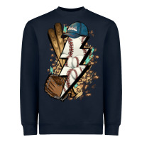 Navy Lightning bolt Baseball Heavyweight Sweatshirt - HowdyJamesFarm