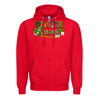 Red St. Patrick's Day Dental squad Zipper Hoodie - OliviaCreatesArt