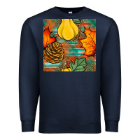 Navy fall pumpkins seamless pattern Premium Sweatshirt - BundleAndBundleShop