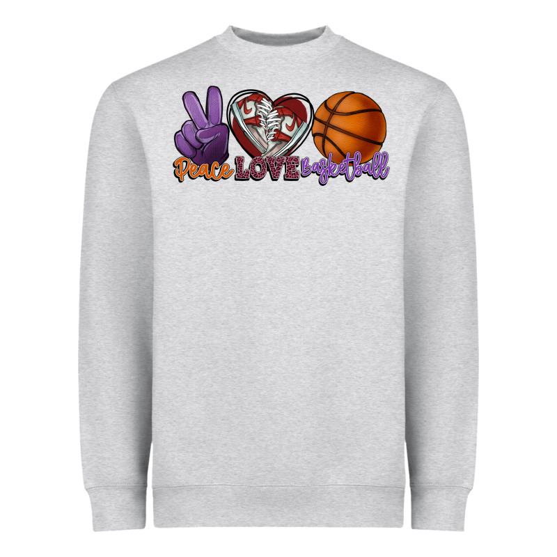 Peace Love Basketball Heavyweight Sweatshirt by HowdyJamesFarm | Teevron