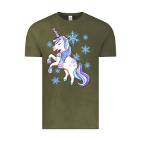 Vintage Olive Winter unicorn Vintage Tee - Artiststas