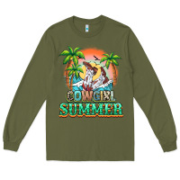 Army Green Cowgirl summer Long Sleeve Tee - NancyCooperArtShop