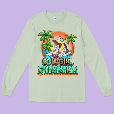 Cowgirl Summer Long Sleeve Tee Designed By Nancycooperartshop