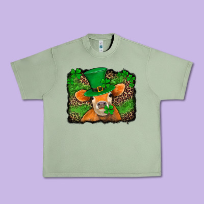 St Patricks Orange Cow With Leopard Background Urban Heavy Tee Designed By Jasminsmagicworld