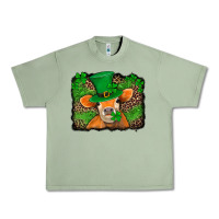 Oil Green st patricks orange cow with leopard background Urban Heavy Tee - Jasminsmagicworld