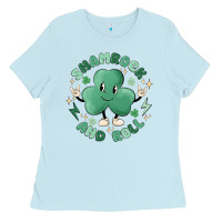 Baby Blue shamrock and roll Ladies Tee - MaliasSmallBusiness
