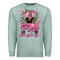 Seafoam Pink Christmas Truck Gnome Premium Sweatshirt - FaDigitalArtStudio